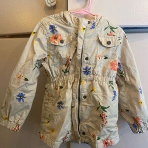 Old Navy Floral Kids Raincoat - Cream with Multicolor Flowers